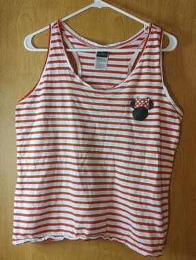 Disney White & Red Striped Minnie Mouse Tank Top